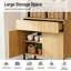 Garde-manger cannelé de 71,6 po de hauteur avec tiroir, armoire de présentation en bois avec portes et tablettes réglables, armoire moderne et polyvalente pour la salle à manger, la chambre à coucher-129787484
