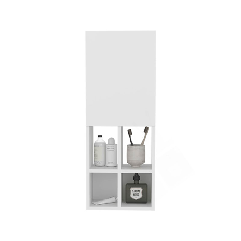 Wall Cabinet With Sink, 1 Door, 5 Shelves, White