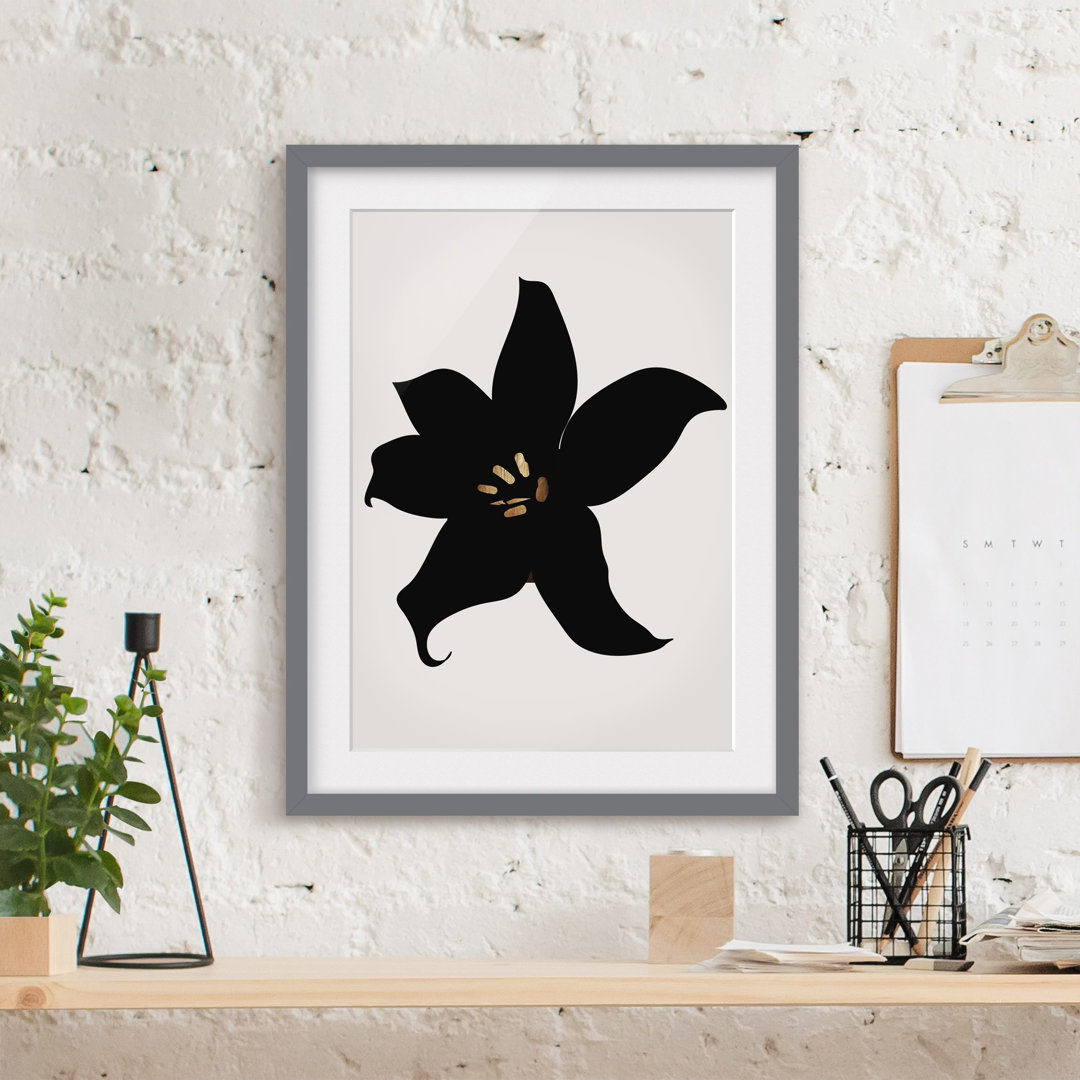 Gerahmtes Poster Plant World - Orchid Black and Gold