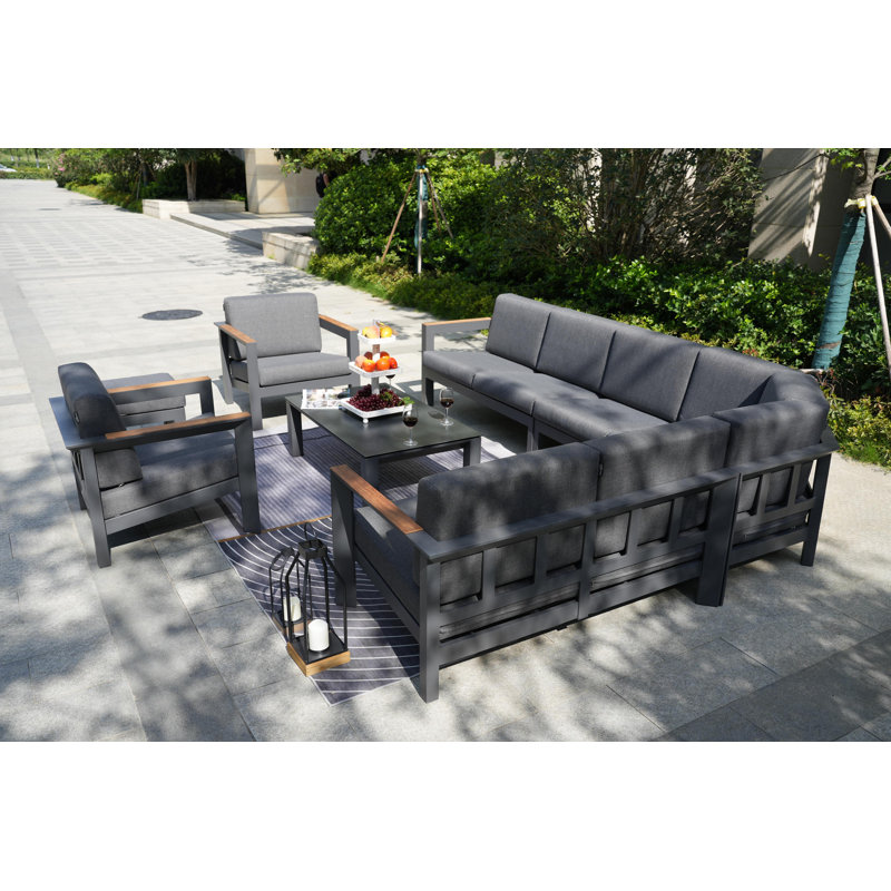 Ensemble de conversation modulaire avec coussins 8 pièces Caggiano