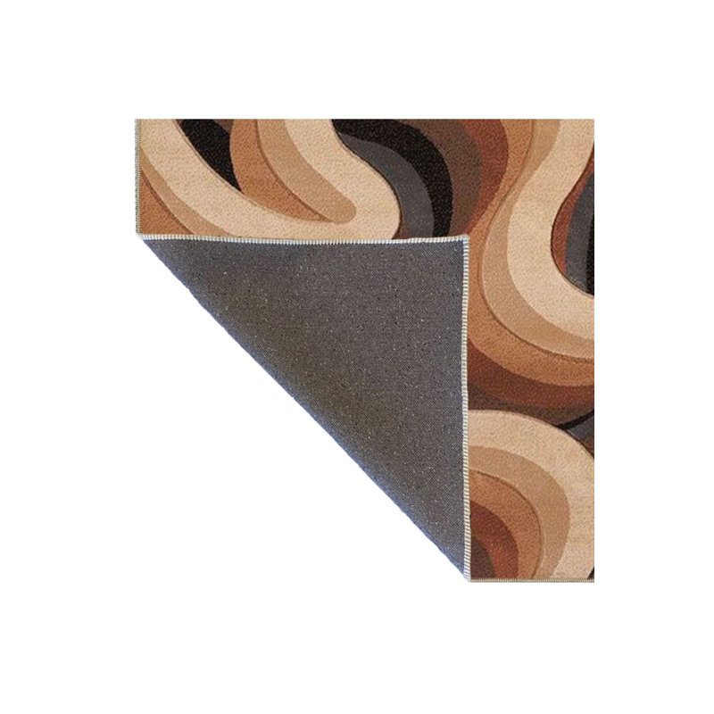 Tapis décoratif lavable à la machine Wavy Brown, Square 3'3" Rug Pad Included