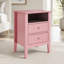 Ensemble de table de chevet 18 po à 2 tiroirs cannelés 18 po, rose moderne avec rangement