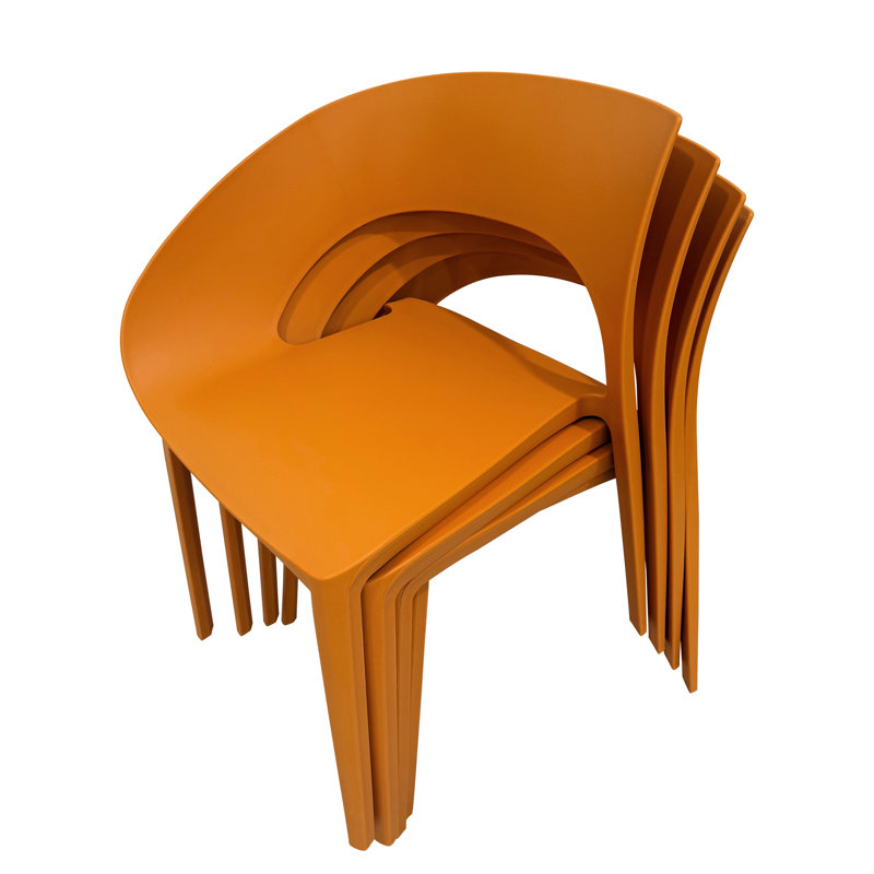 Polypropylène tropical orange simple - chaises latérales pour terrasses extérieures, chaises empilables, sièges de soutien lombaire