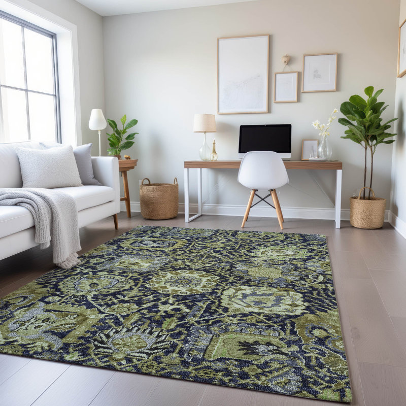Tapis damassé Sykora AMF1320 de qualité supérieure lavable à la machine, Rectangle 9 pi x 12 pi
