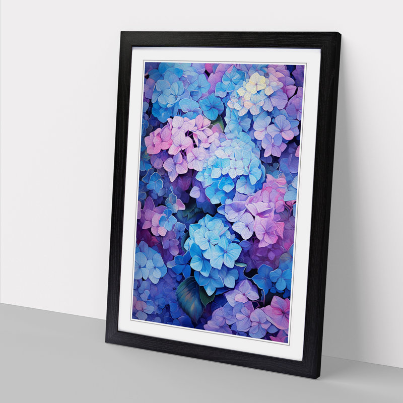 Hydrangea Informel - Framed Print, Black , 34cm H x 25cm W x 2cm D