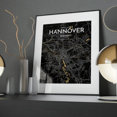 Hannover City Map In Luxe - No Frame Print