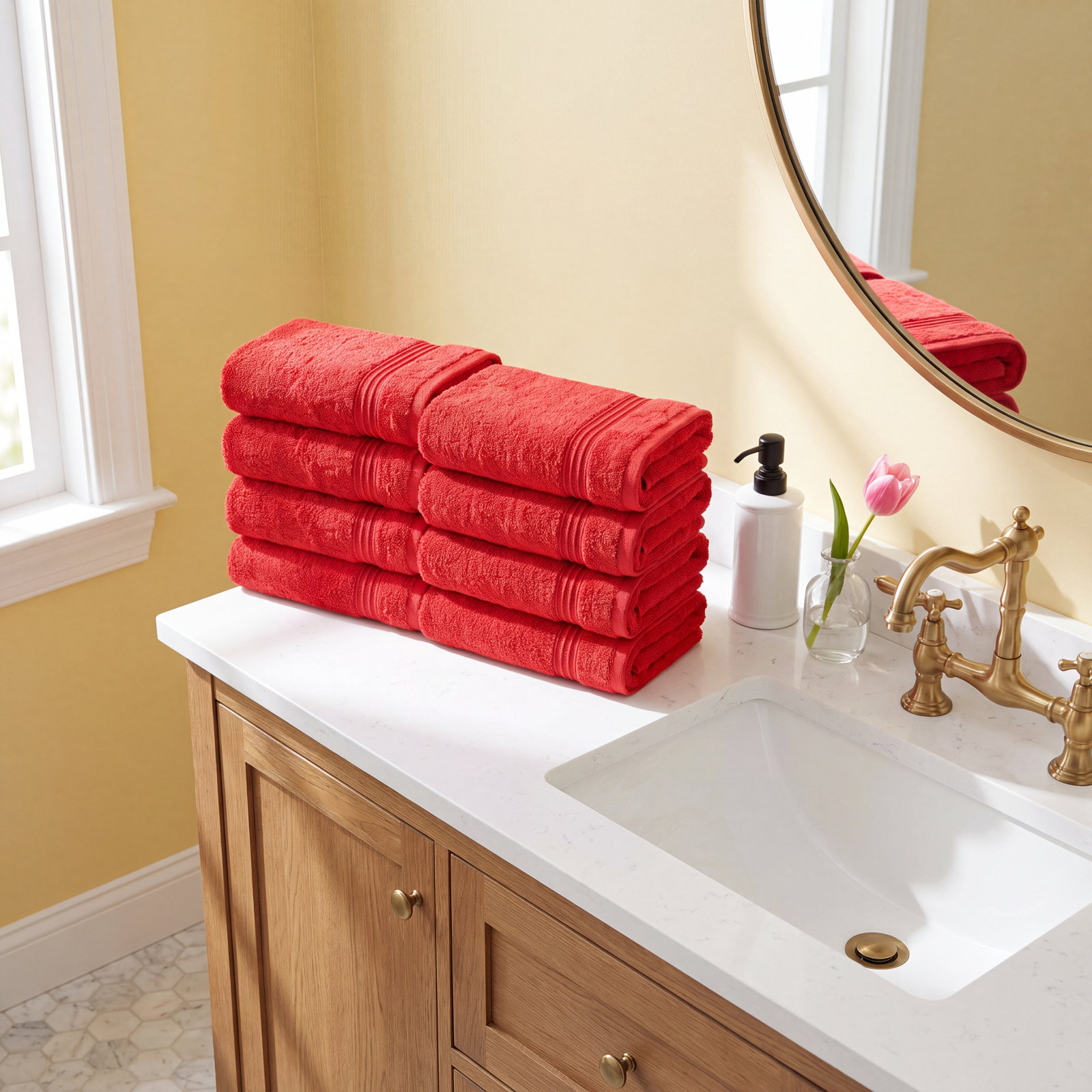Oleg Egyptian Cotton Hand Towel Set, Red