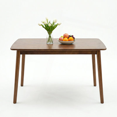 Solid Wood Dining Table, 47'' Rectangular Dining Table, Mid Century Modern Kitchen Table With Rounded Corners, Easy To Assemble, Small Dining Table Fo
