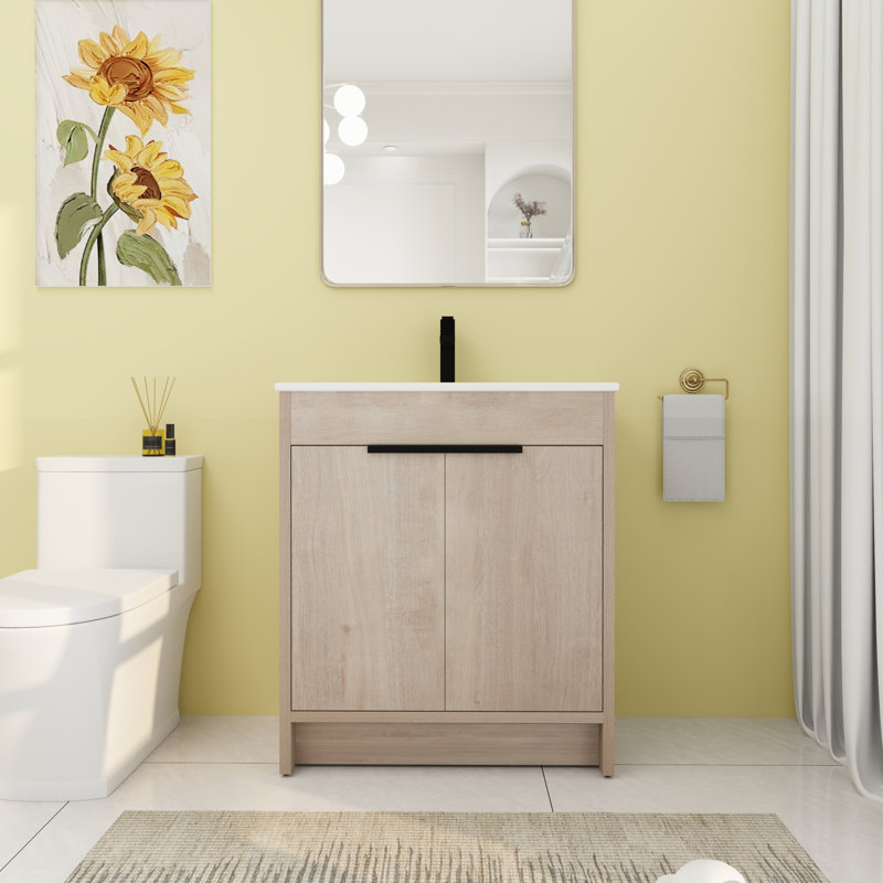 Meuble-lavabo simple 30,06 po avec comptoir en céramique, Blanc