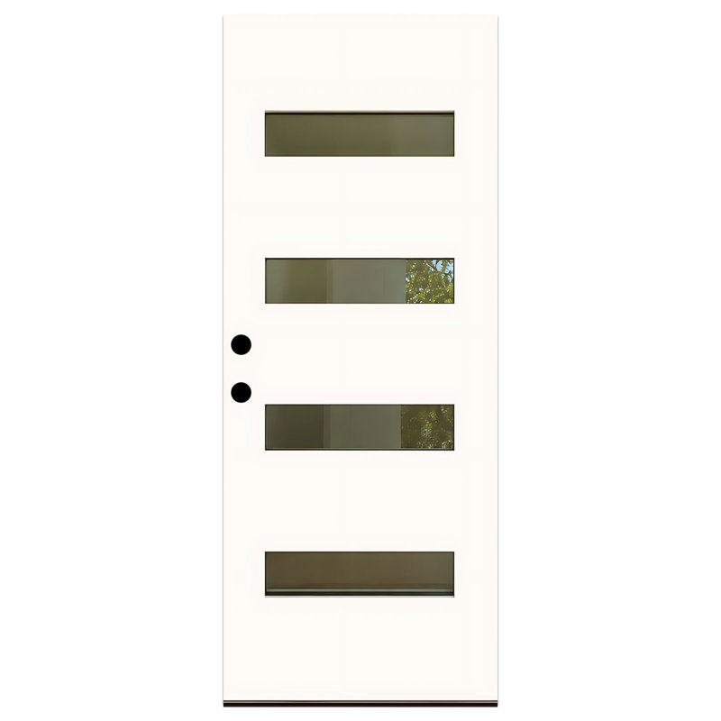 32 po X 80 po Porte d'entrée en acajou blanc apprêté avec verre givré, ouverture / ouverture à droite