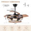 Ventilateur de plafond de style ferme noir de 42 pouces avec lumière et télécommande, moteur à courant continu réversible silencieux, ventilateur de plafond rétractable à 6 vitesses avec cage pour salon