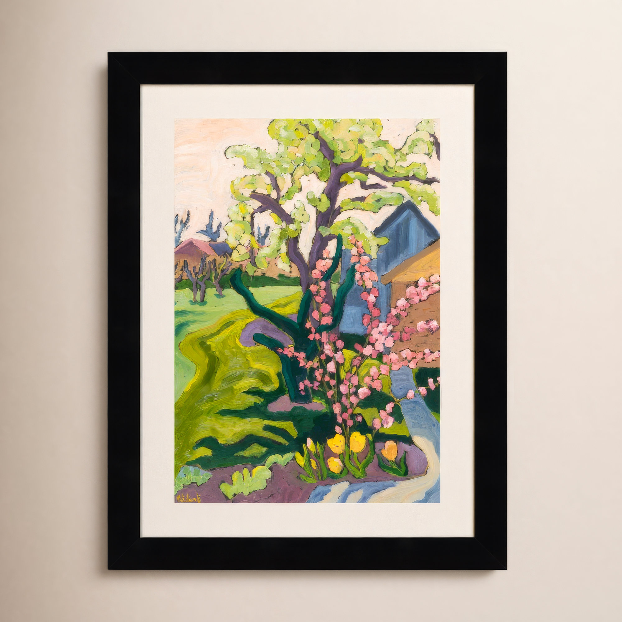 Fayra Garden In Dusk Light Framed On Paper by Fayra Print, 13" H x 10" W x 1" D, Black