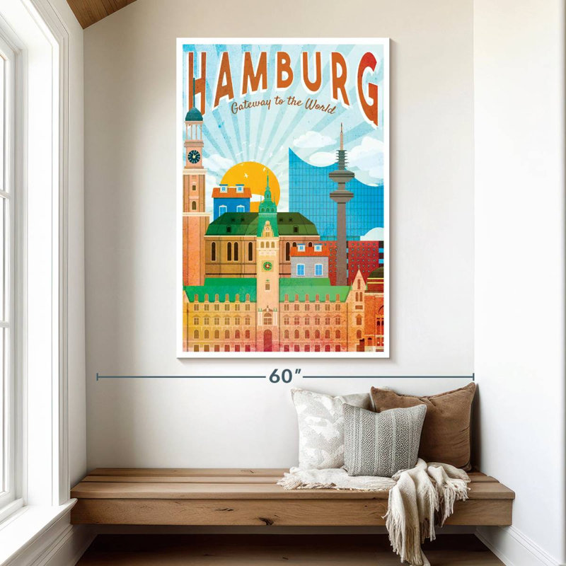 Affiche rétro de Hambourg, H 51 po x l 34 po