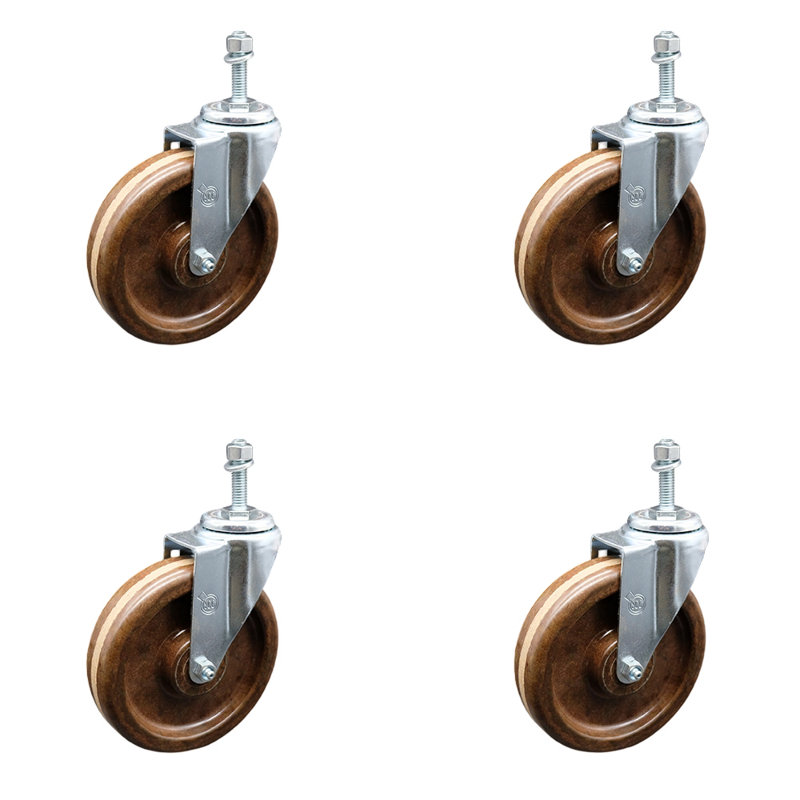 Temp Phenolic Wheel Swivel 3/8 Inch Threaded Stem Caster SCC