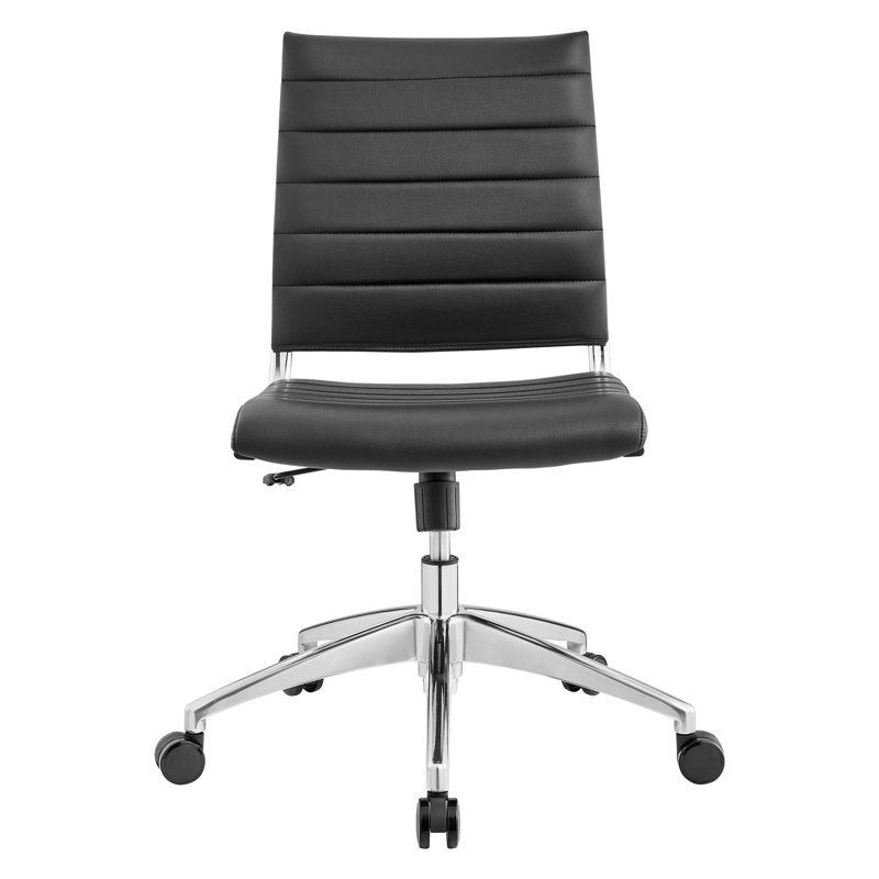 Black Vinyl Armless Midback Swivel Office Chair