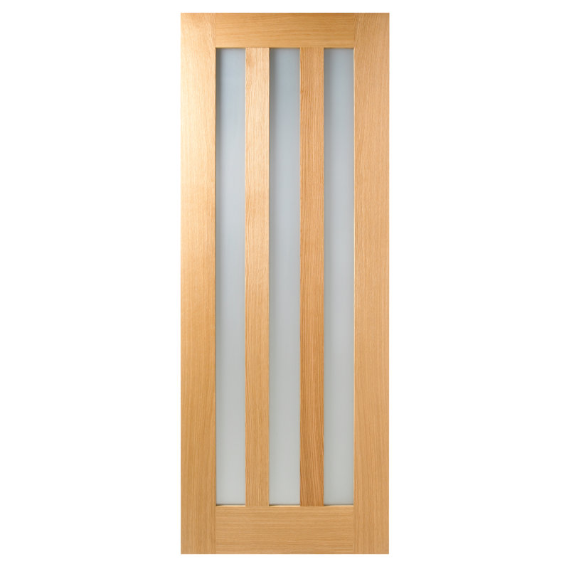 Utah 3P Unfinished Oak Internal Door, 198.1cm H x 76.2cm W x 3.5cm D, Pre-finished Oak