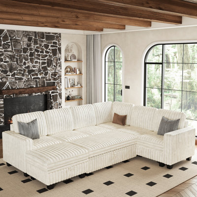 Large Corner Modular Sofa Set, Storage Couch Soft Upholstery Sleeper Sofa Bed For Living Room