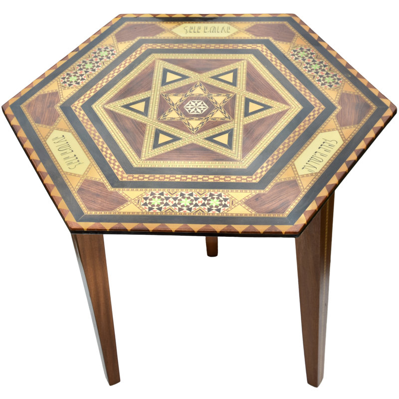 Table d'appoint rétro en nacre faite à la main avec motif astral rétro