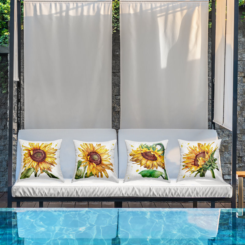 Modern Farmhouse Sunflowers Outdoor Printed Pillow by Studio 731 rep. Levison Designs