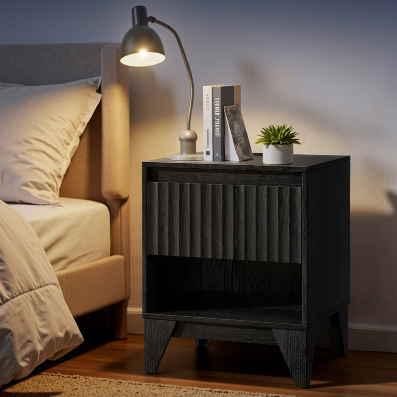 Dejesus 1 - Drawer Nightstand With Charging Station, Versatile Side Table With Storage, Black