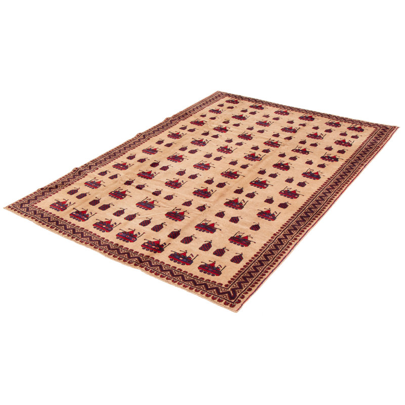 Isolde One-of-a-Kind 6'8" x 9'6" New Age Rectangle Wool Area Rug in Tan