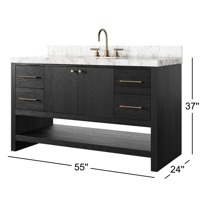 Anthem Single Wide Vanity-Carrara Marble, Black