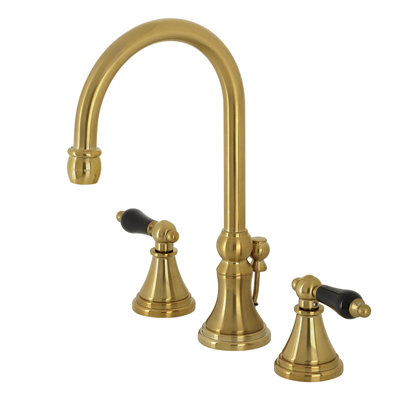 Kingston Brass Duchess Two-Handle 3-Hole Deck Mount Widespread Bathroom Faucet with Brass Pop-Up Drain
