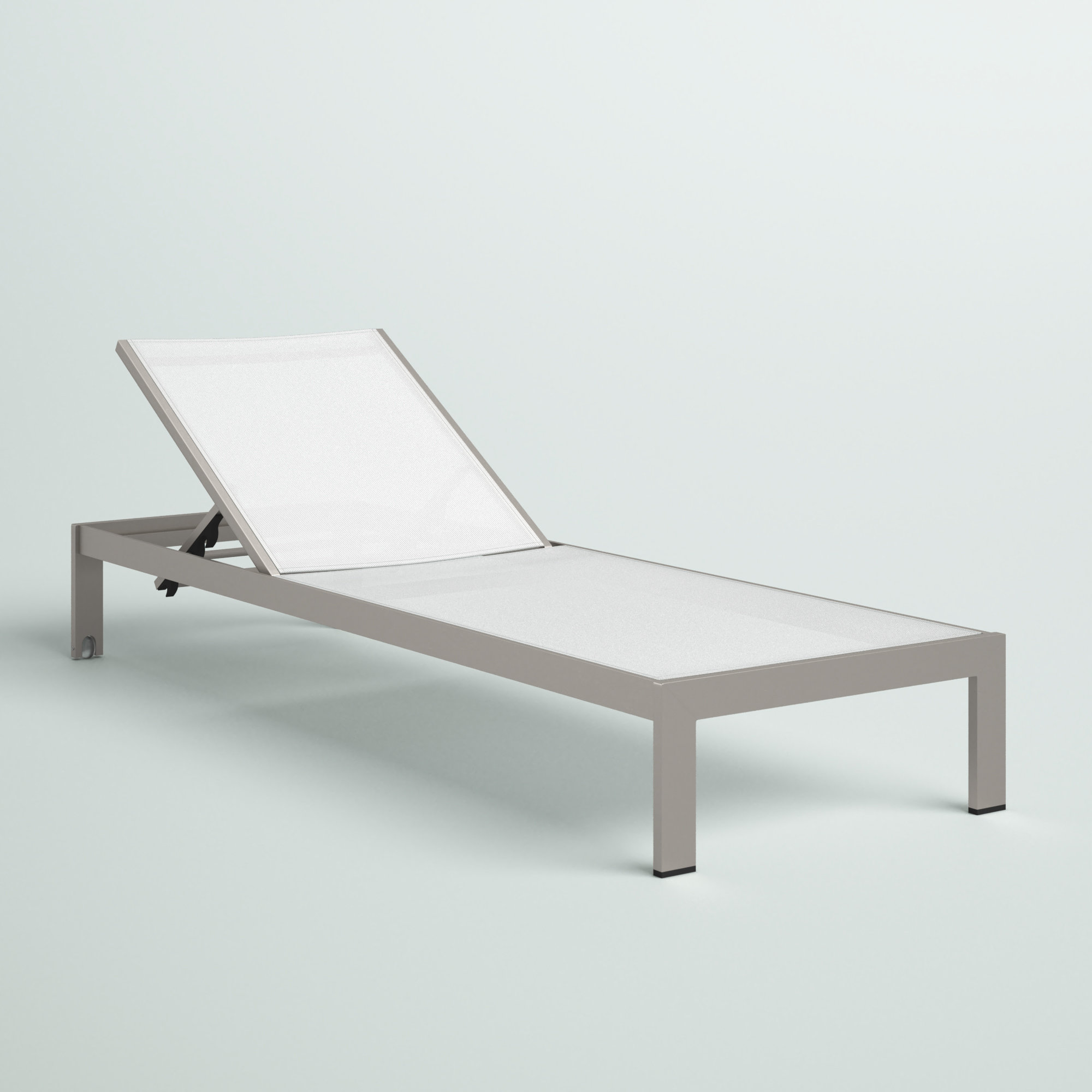 Aynura Outdoor Aluminum Chaise Lounge, Gray/White