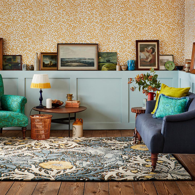Morris & Co Seaweed Teal 127008, Rectangle 250 x 350cm