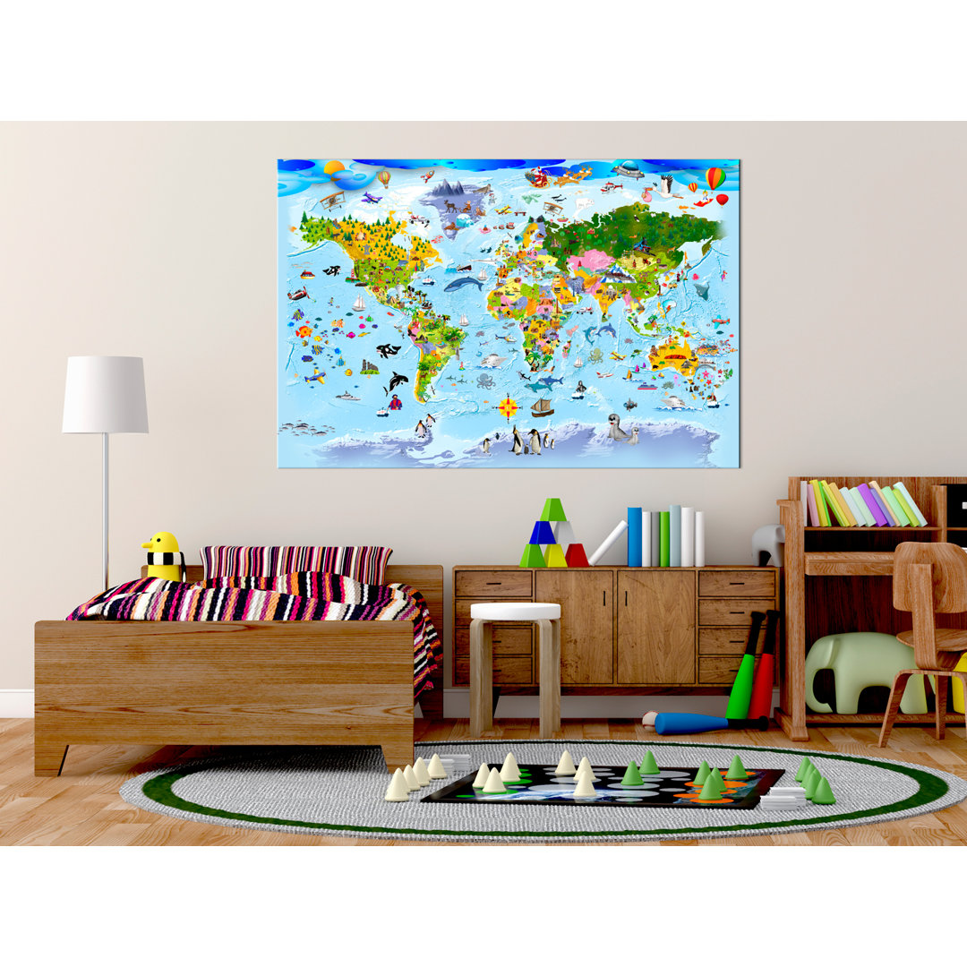 Leinwandbild - Children's Map: Colourful Travels