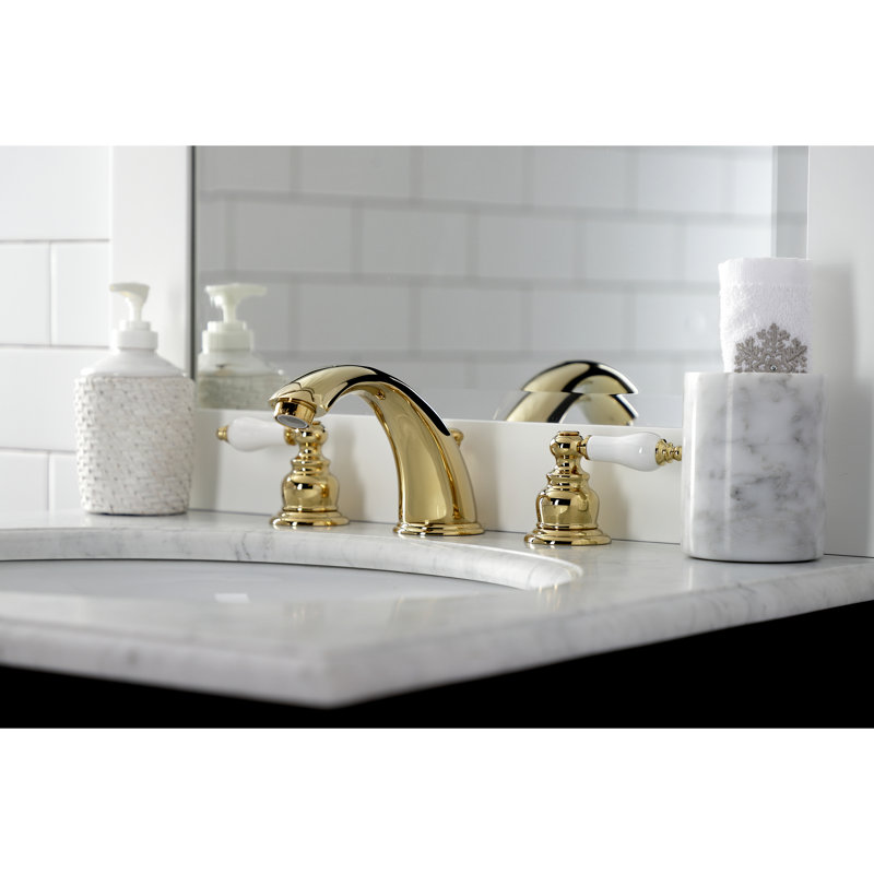 Elegant Victorian Polished Brass Widespread Bathroom Faucet