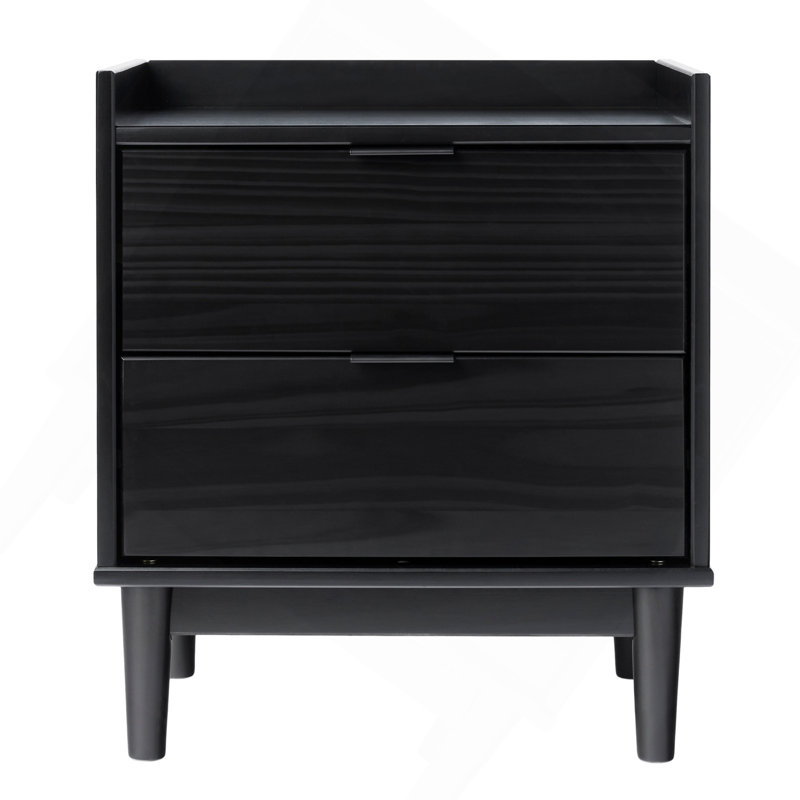 Table de chevet 2 tiroirs Mid-Century, Noir