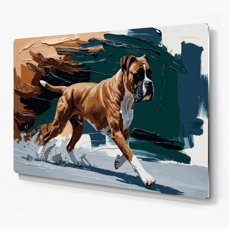 Dogs Boxer, art mural en métal noir, H 8 po x l 10 po