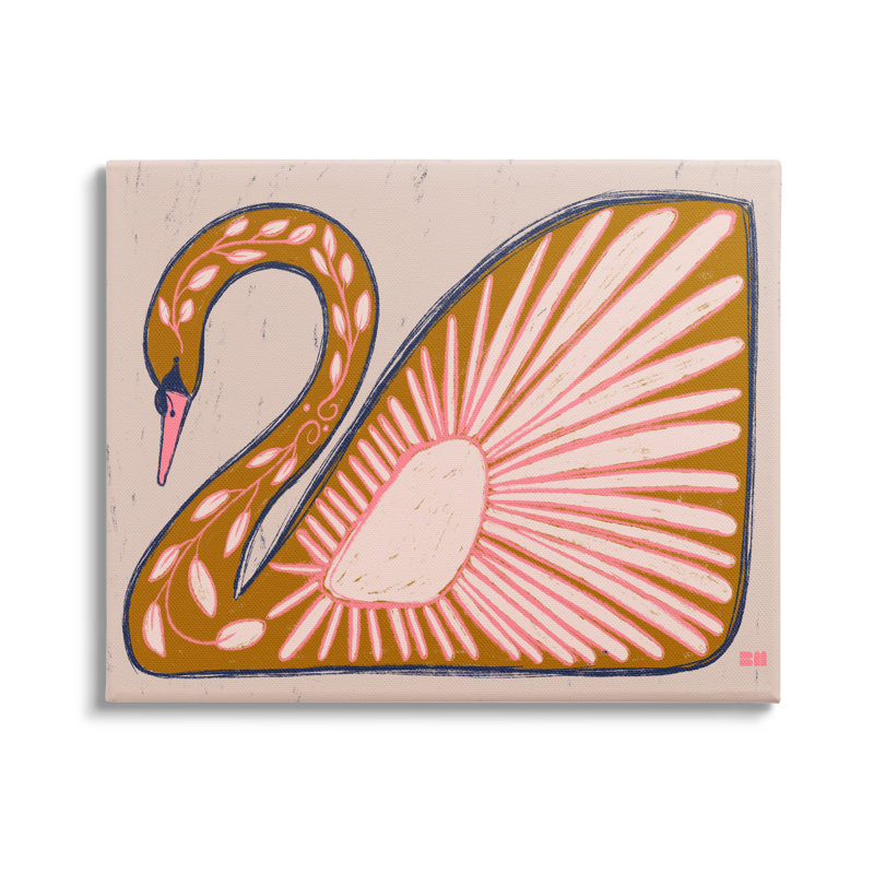 Az-276-Impression sur toile à motif de cygnes sur toile par Birgit Maria Kiennast, H 24 po x l 30 po x P 1,5 po
