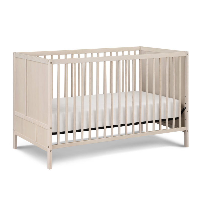 Lit de bébé en bois convertible Pixie Finn 3-en-1 avec broches rondes, Naturel délavé