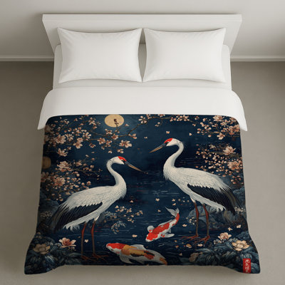 Cranes And Koi Fish Duvet Covers