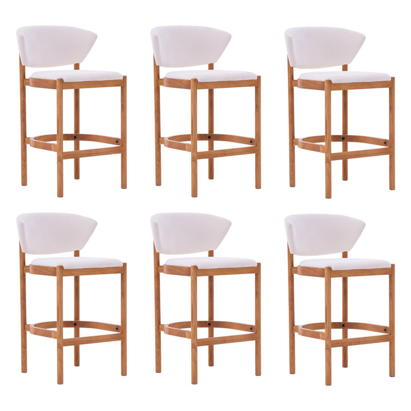Tabouret de bar rembourré de 66 cm (26 po) de hauteur, avec cadre en bois massif, 6