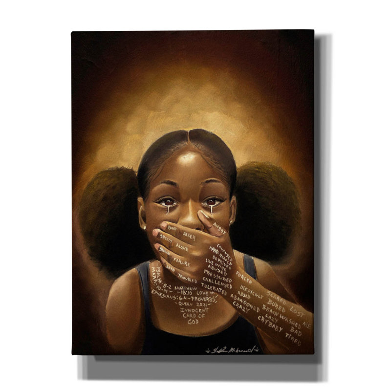 «Words We Never Said» par Salaam Muhammad, art mural sur toile, 40 po x 54 po, H 16 po x l 12 po x P 0,75 po