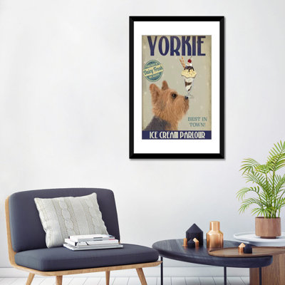 Publicité rétro sur toile tendue Fab Funky «Yorkshire Terrier Ice Cream»