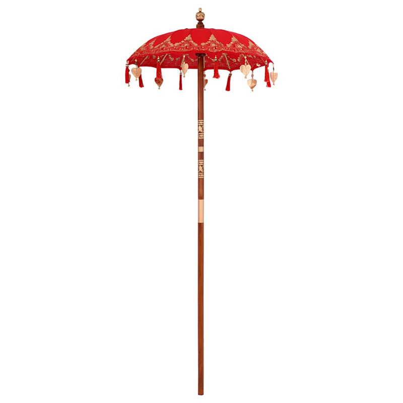 Beach Parasol, 260cm H x 95cm W x 95cm D, Red Abstract