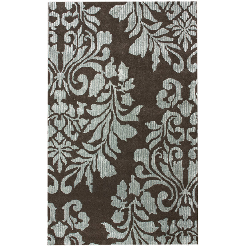 Tapis bleu touffeté à la main Philomena, Rectangle 7'6" x 9'6"