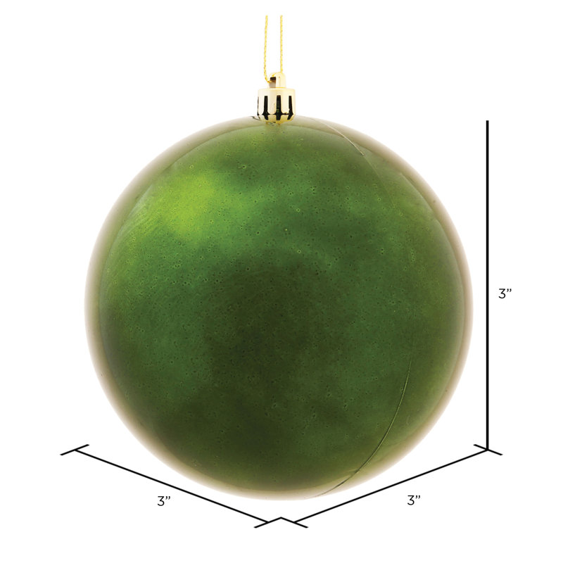 Décoration de boule décorative des Fêtes, H 2 po x l 2 po x P 2 po, Vert mousse brillant