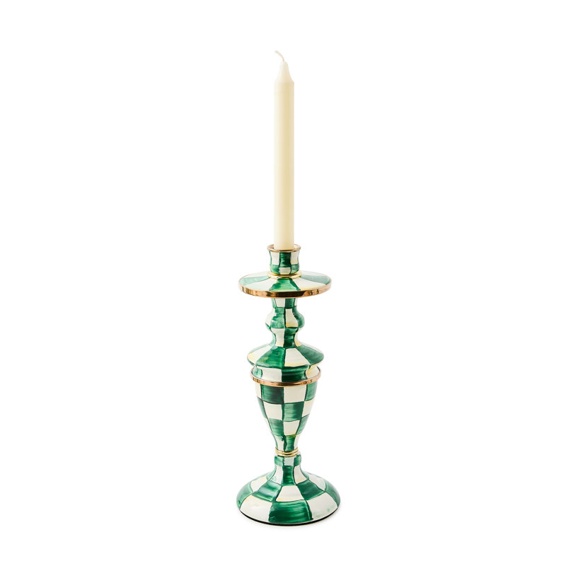 Emerald Check Medium Candlestick
