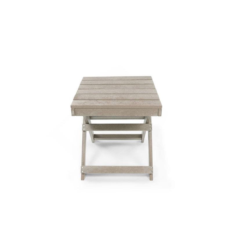 Seaview Fully Assembled All-Weather Recycled HDPE Outdoor Folding Side Table, Pacific Blue, Sand