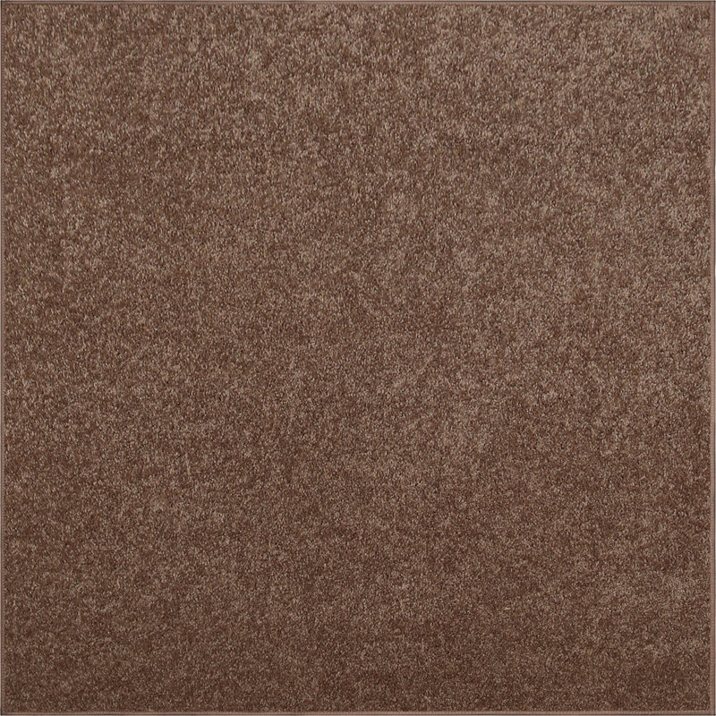 Antto Solid Low-Pile Brown Rug, Square 7'