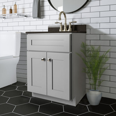 Brookings 24 Inch Bathroom Vanity, Ready to Assemble, Solid Wood, Sherwin Williams® Gray – Design House, 587071