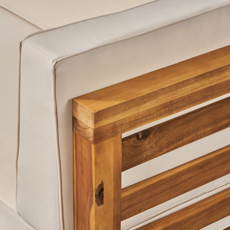 Fauteuil club beige - Bois et coussins imperméables confortables pour l'extérieur