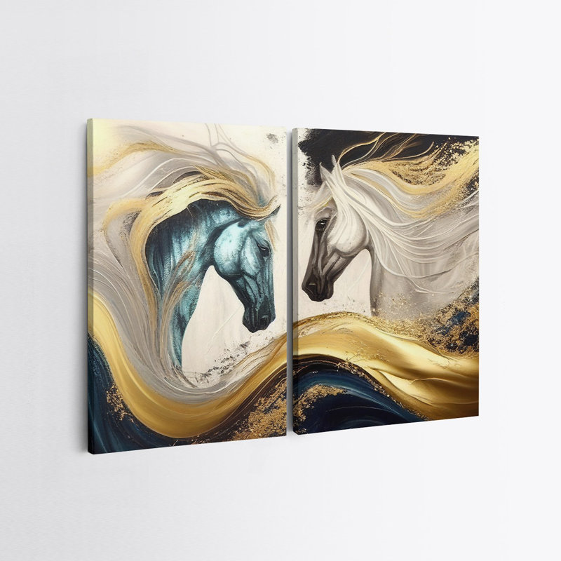 Élégantes peintures sur toile décoratives (2 pièces), 19,7 po x 27,6 po chacune | 100% toile avec cadres 100% bois | Superbe art mural pour le salon et la chambre à coucher, parfait pour la décoration intérieure et les idées de cadeaux