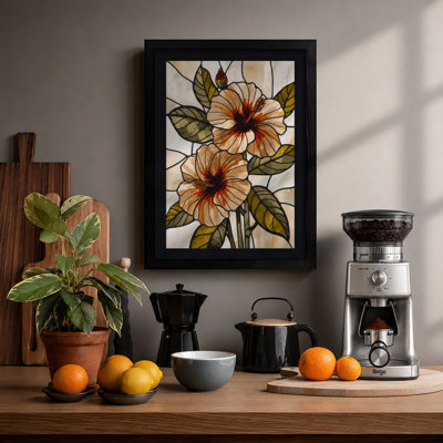 Stained Glass Flowers Botanical - Framed Print