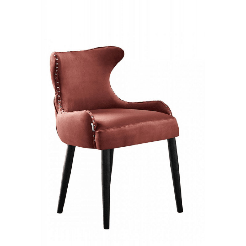 Ricky Modern Velvet Dining Chairs - Ergonomic Upholstered Curved Back with Solid Wooden Legs - Side Chair for Office Kitchen Living Room Dining Room